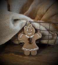 Load image into Gallery viewer, Primitive Rustic Farmhouse Faux Gingerbread &quot;Girl&quot; Cookie~Christmas Tiered Tray Bowl Fillers~Christmas Ornies Decor~Christmas Tree Tucks~
