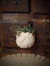 Load image into Gallery viewer, Adorable Primitive Rustic Farmhouse Cracked Egg Hanger~Cupboard Tuck~Rusty Wire~Coffee Stained &amp; Tattered~Primitive Spring Home Accents~
