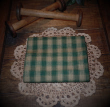 Load image into Gallery viewer, Homespun Fabric~Green Checkerboard Homespun Fabric by the Yard~Primitive~Farmhouse~Rustic~Raggy Quilt Fabric~Garlands~Wreaths~Bows
