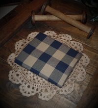 Load image into Gallery viewer, Homespun Fabric~Navy Blue Buffalo Check Homespun Fabric by the Yard~Primitive~Farmhouse~Rustic~Raggy Quilt Fabric~Garlands~Wreaths~Bows
