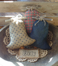 Load image into Gallery viewer, 4th of July Rustic Americana Farmhouse Liberty Bell Bowl Fillers~Primitive Rusty Bell~Grungy Stained~Patriotic Tiered Tray Trinket~Pledge
