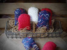 Load image into Gallery viewer, Primitive 4th of July Bowl Filler Ornies~Patriotic Americana Fabric Popsicles~Red White Blue Tier Tray Decor~Farmhouse 4th of July Decor~
