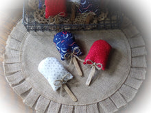 Load image into Gallery viewer, Primitive 4th of July Bowl Filler Ornies~Patriotic Americana Fabric Popsicles~Red White Blue Tier Tray Decor~Farmhouse 4th of July Decor~
