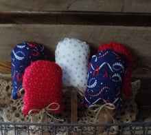 Load image into Gallery viewer, Primitive 4th of July Bowl Filler Ornies~Patriotic Americana Fabric Popsicles~Red White Blue Tier Tray Decor~Farmhouse 4th of July Decor~
