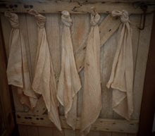 Load image into Gallery viewer, Primitive Rustic Farmhouse Coffee Stained Grungy Towel~Linens~Peg Hanger~Primitive Rustic Farmhosue Kitchen Bath Wall Decor~Cinnamon Vanilla
