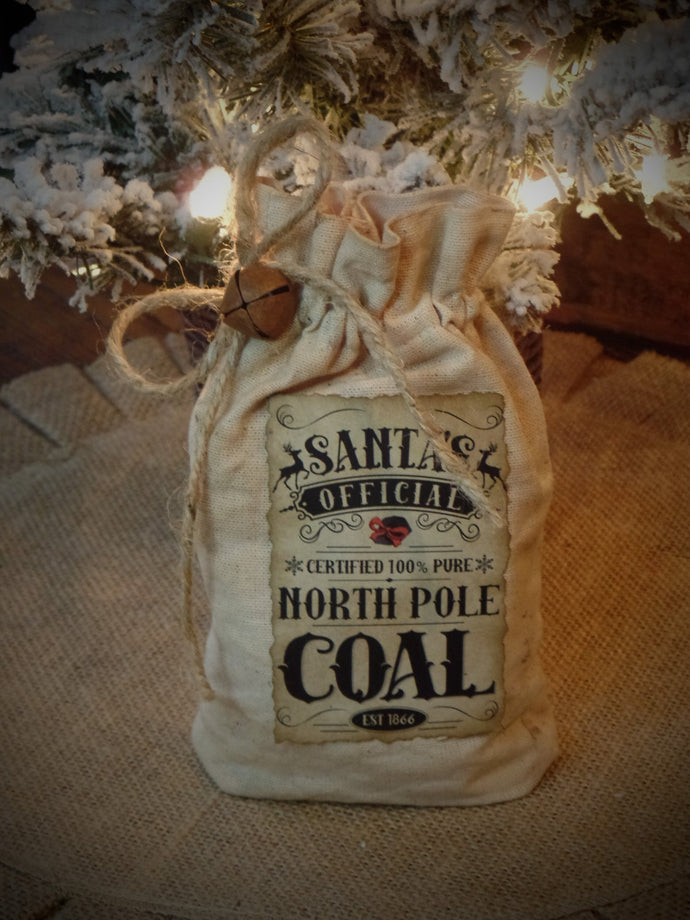 Santa's North Pole Coal Pouch~ Rustic Prim Farmhouse Christmas Tiered Tray~Grungy Cupboard Tucks~Shelf Sitter~Christmas Ornie~Basket Filler