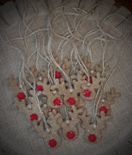 Load image into Gallery viewer, Primitive Rustic Farmhouse Christmas Reindeer Ornament~Rudolph Red Nose Sparkle~Lightly Scented Cinnamon Ornies~Rustic Christmas Ornaments~~
