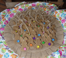 Load image into Gallery viewer, Primitive Rustic Farmhouse Cinnamon Sparkle Bunnies with Bright Puffs~Ornaments~Tree Hangers~Sparkle Cinnamon Salt Dough Primitive Bunnies~
