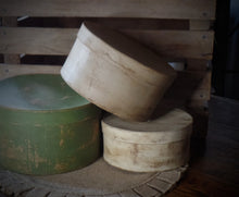 Load image into Gallery viewer, Primitive Distressed Aged Grungy Nesting Pantry Boxes~Farmhouse Rustic Kitchen Stacking Boxes~Warm Sage~Beige~Cream~Farmhouse Bath Storage
