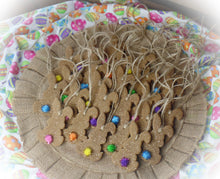 Load image into Gallery viewer, Primitive Rustic Farmhouse Cinnamon Sparkle Bunnies with Bright Puffs~Ornaments~Tree Hangers~Sparkle Cinnamon Salt Dough Primitive Bunnies~
