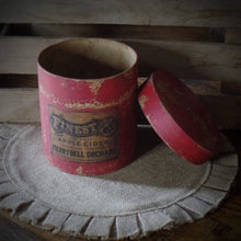 Load image into Gallery viewer, Primitive Distressed Aged Grungy Red Apple Cider Mill Pantry Boxes~Farmhouse Rustic Stacking Boxes~Deep Muted Red~Aged Grungy Pantry Label~
