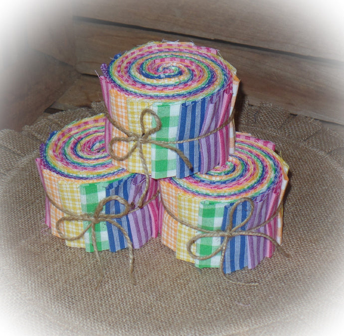 Rustic Farmhouse Easter Bright Homespun Fabric Strips~Homes[pun Jelly Roll Fabric Garlands Wreaths Swags Bows~Primitive Easter Tree~Rustic