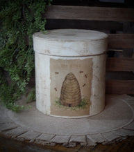 Load image into Gallery viewer, Primitive Distressed Aged Grungy Farmhouse Primitive Beehive Pantry Box~Farmhouse Rustic Stacking Box~Distressed Aged Grungy Pantry Label~
