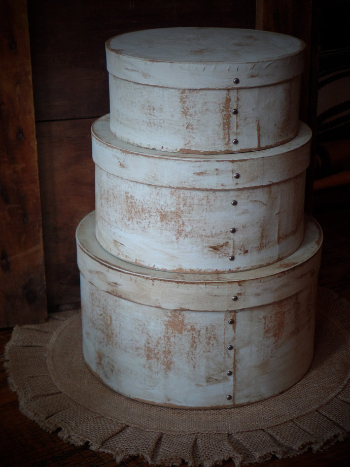 Primitive Distressed Aged Grungy Nesting Pantry Boxes~Farmhouse Rustic Kitchen Stacking Boxes~Marina Mist Pale Blue