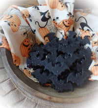 Load image into Gallery viewer, Primitive Rustic Farmhouse~Sparkle Halloween Black Bat Bowl Fillers~Lightly Cinnamon Scented Salt Dough~Farmhouse Halloween Home Decor~
