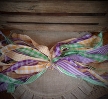 Load image into Gallery viewer, Rustic Farmhouse Primitive Halloween Homespun Fabric Strips~Orange~Purple~Green~Plaid Stripe Check Fabric Strips for Garlands~Wreaths~Swags~
