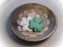 Load image into Gallery viewer, Primitive Rustic Farmhouse Faux Sparkle Shamrock Cookies~St. Patrick&#39;s Day Bowl Fillers~Green Glitter~Cinnamon Salt Dough~Ornies Decor~
