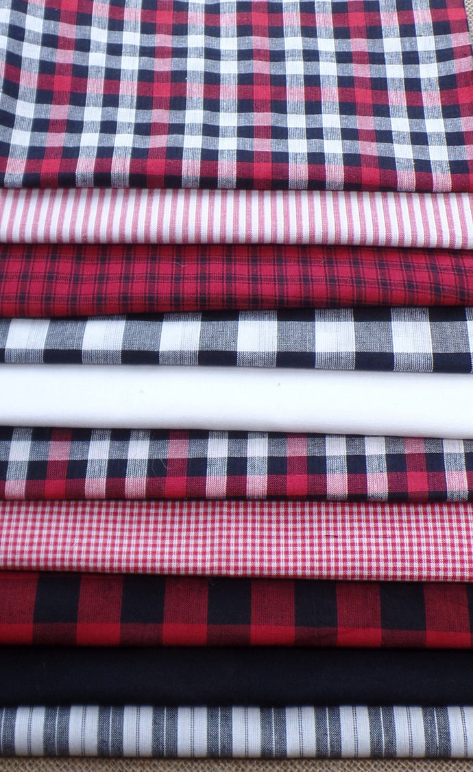 Thin Red Line Homespun Fabric Collection~Firefighter Support~Farmhouse Rustic Primitive Country Fabric~Rag Quilts~Wreaths~Bows~Garlands~