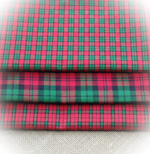 Load image into Gallery viewer, Primitive Rustic Farmhouse Homespun Fabric~Christmas Plaid Collection~Quarters~Samplers~Yards~Strips~Rag Quilting~Wreaths~Bow~Rustic Garland
