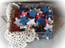 Load image into Gallery viewer, Primitive Rustic Farmhouse 4th of July Cinnamon Sparkle Stars~Red White Blue~Tray &amp; Bowl Fillers~Sparkle Cinnamon Salt Dough Primitive Stars
