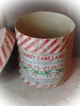 Load image into Gallery viewer, Primitive Distressed Aged Grungy Christmas Nesting Pantry Boxes~Farmhouse Rustic Stacking Boxes~Red Candy Cane Stripe~Green Bows~Peppermint~
