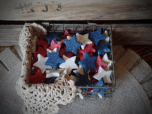 Load image into Gallery viewer, Primitive Rustic Farmhouse 4th of July Cinnamon Sparkle Stars~Red White Blue~Tray &amp; Bowl Fillers~Sparkle Cinnamon Salt Dough Primitive Stars
