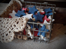 Load image into Gallery viewer, Primitive Rustic Farmhouse 4th of July Cinnamon Sparkle Stars~Red White Blue~Tray &amp; Bowl Fillers~Sparkle Cinnamon Salt Dough Primitive Stars
