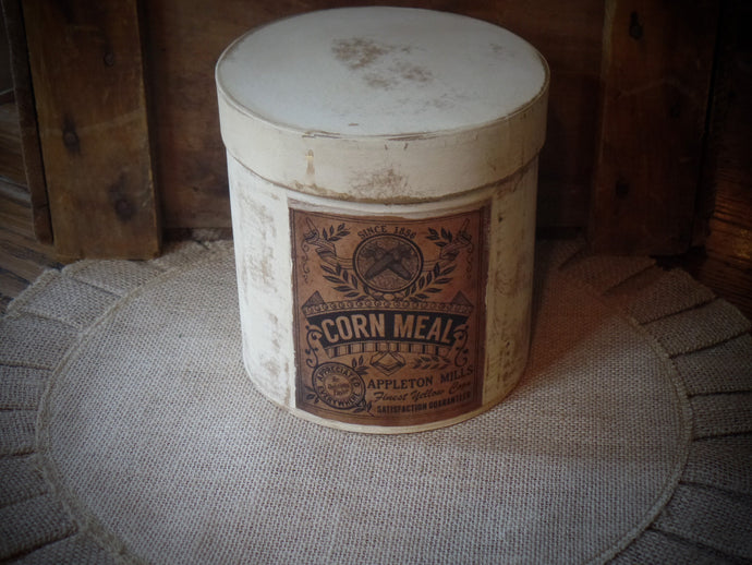 Primitive Distressed Aged Grungy Corn Meal Pantry Box~Farmhouse Rustic Stacking Box~Cream Painted~Aged Grungy Pantry Label~Country Kitchen~