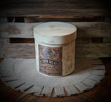 Load image into Gallery viewer, Primitive Distressed Aged Grungy Corn Meal Pantry Box~Farmhouse Rustic Stacking Box~Cream Painted~Aged Grungy Pantry Label~Country Kitchen~
