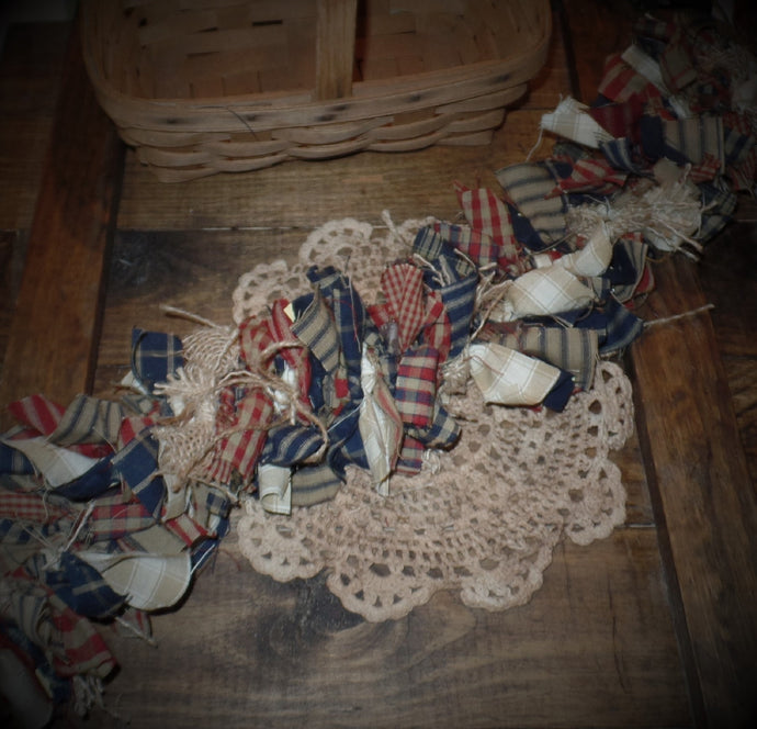 Americana Farmhouse Burlap Lighted Rag Garland