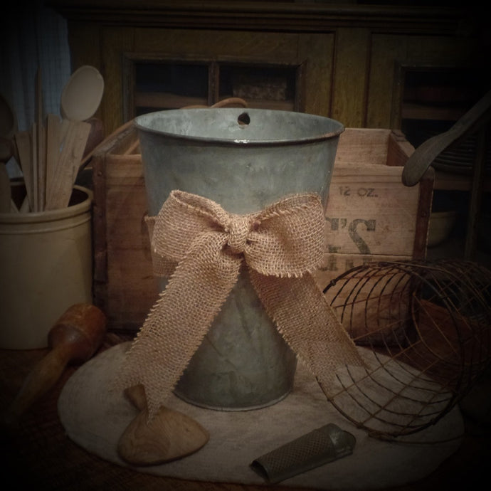 Farmhouse Sap Bucket~Burlap Bow