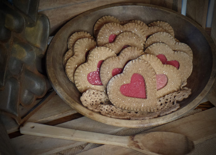 Rustic Farmhouse Faux Sparkle Heart Cookies