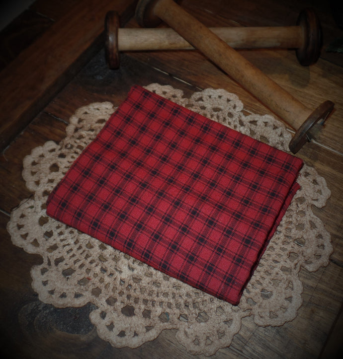 Farmhouse Christmas Red Plaid Homespun Fabric~