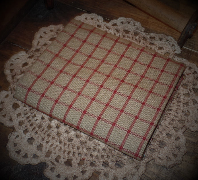 Red & Tan Window Pane Homespun Fabric~