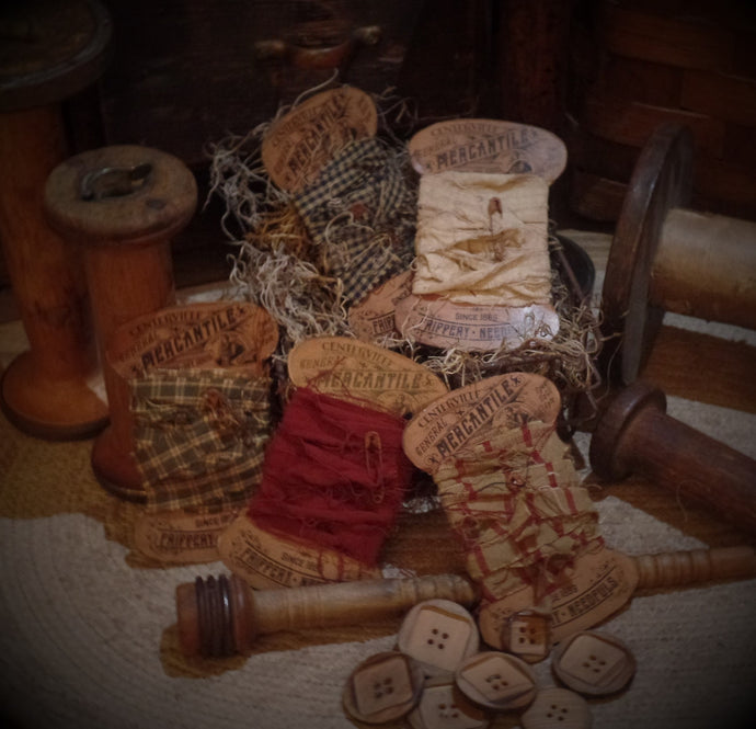 Vintage Style Wood  Mercantile Spool Cards