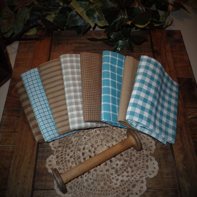 Teal Collection~Primitive Homespun Fabric